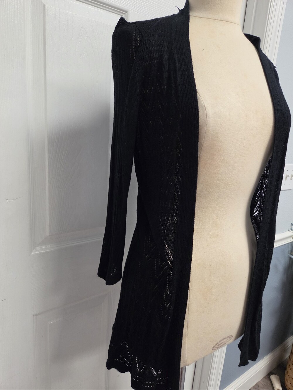 croft & barrow Black Ribbed Open Cardigan
